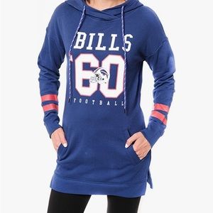 NFL Buffalo Bills Soft French Terry Tunic Hoodie Pullover Blue Small